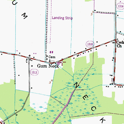 Topographic Map of Gum Neck Fire Department Station 2, NC