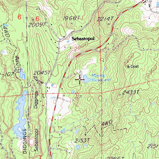Topographic Map of Morris Reservoir, CA