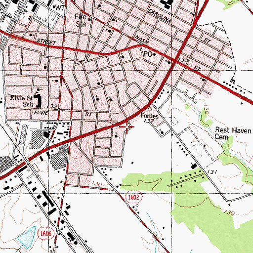 Topographic Map of Wilson Rescue Fire Department Station 3, NC