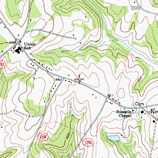 Topographic Map of Union Volunteer Fire Department, NC