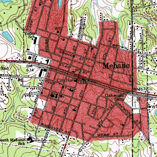 Topographic Map of Mebane Fire Department South Side Station, NC