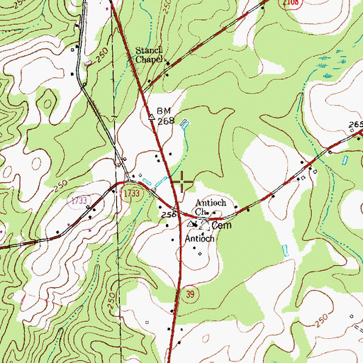 Topographic Map of Antioch Volunteer Fire Department, NC