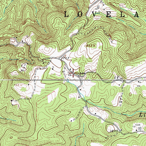 Topographic Map of Little Brushy Mountain Volunteer Fire Department, NC