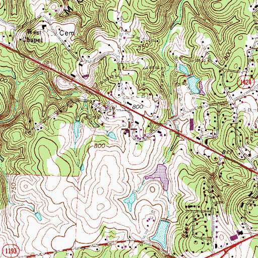 Topographic Map of Westside Volunteer Fire and Rescue Department Station 13, NC
