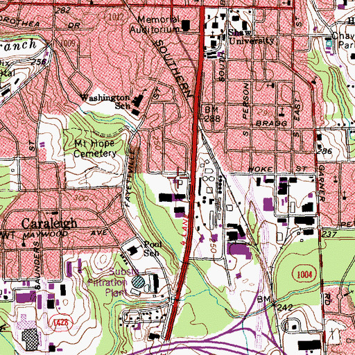 Topographic Map of Raleigh Fire Department Keeter Training Center, NC