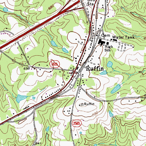 Topographic Map of Ruffin Volunteer Fire Department, NC