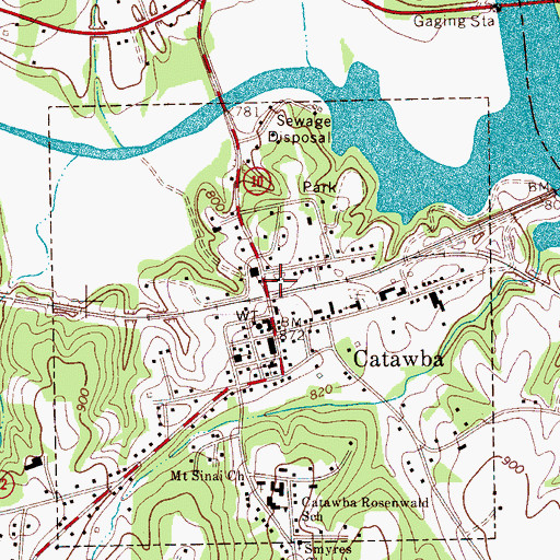 Topographic Map of Catawba Volunteer Fire Department Station 8, NC