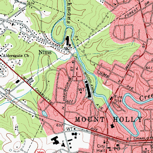 Topographic Map of East Lincoln Fire Department, NC