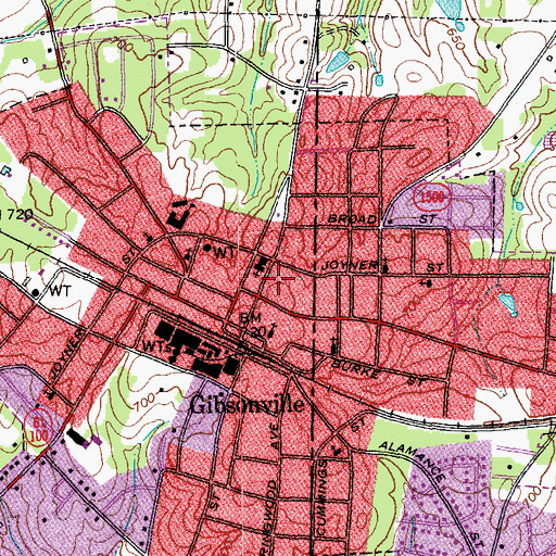 Topographic Map of Gibsonville Fire Department Station 6, NC
