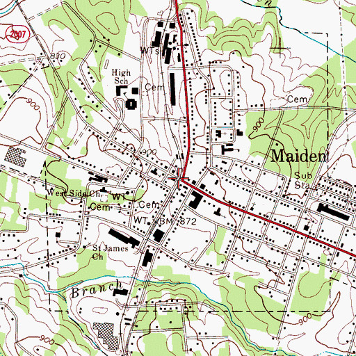 Topographic Map of Maiden Fire Department Station 10, NC