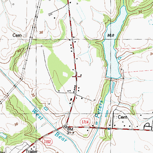 Topographic Map of New Hope Volunteer Fire Department of Wayne, NC