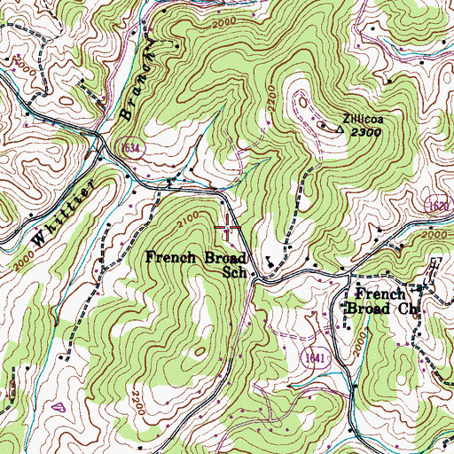 Topographic Map of French Broad Volunteer Fire and Rescue Station 19, NC