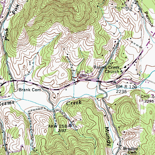 Topographic Map of Reems Creek Fire Department, NC