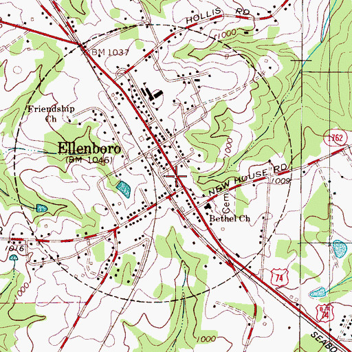 Topographic Map of Ellenboro Volunteer Fire Department, NC