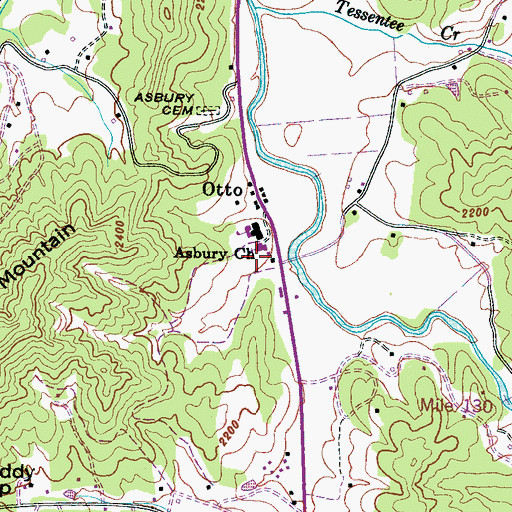 Topographic Map of Otto Volunteer Fire and Rescue, NC