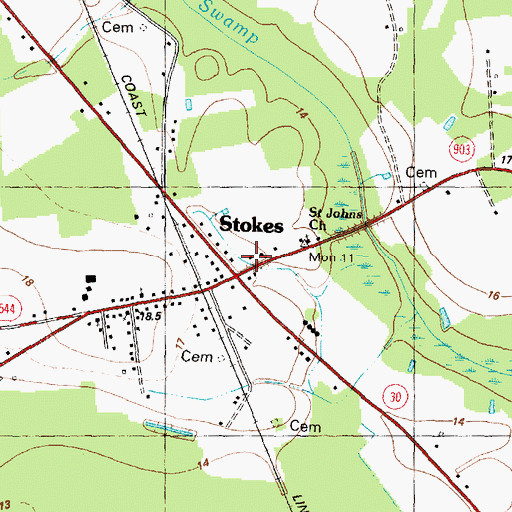 Topographic Map of Stokes Fire Department, NC