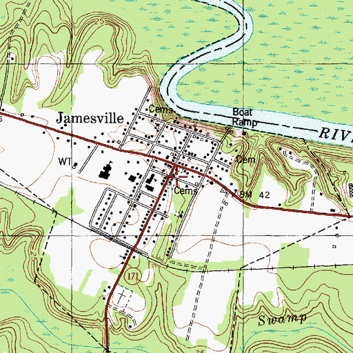 Topographic Map of Jamesville Community Volunteer Fire Department, NC