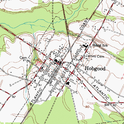 Topographic Map of Hobgood Volunteer Fire Department, NC