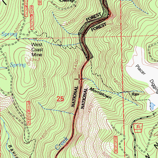 Topographic Map of Morristown Ravine, CA