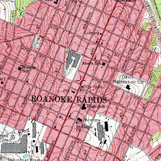 Topographic Map of Roanoke Rapids Fire Department Station 1 Headquarters, NC