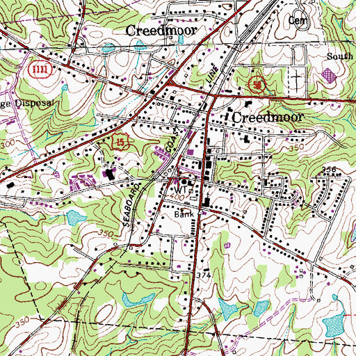 Topographic Map of Creedmoor Volunteer Fire Department, NC