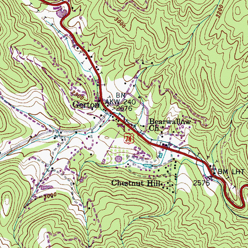 Topographic Map of Gerton Volunteer Fire Department and Rescue, NC