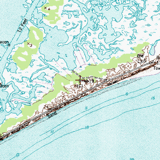 Topographic Map of North Topsail Beach Fire Department North Station, NC