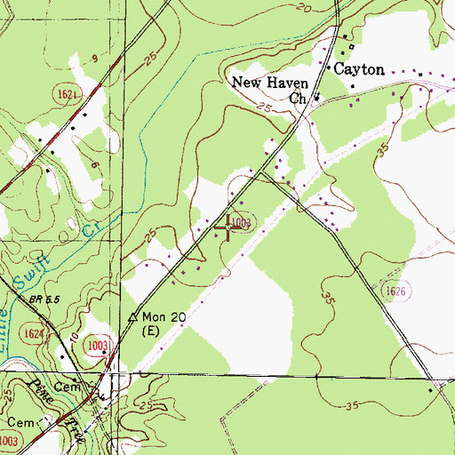 Topographic Map of Little Swift Creek Volunteer Fire Department, NC