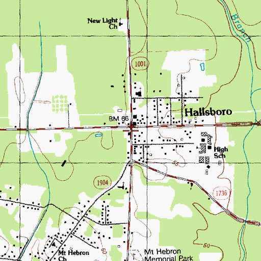 Topographic Map of Hallsboro Volunteer Fire Department Station 16, NC