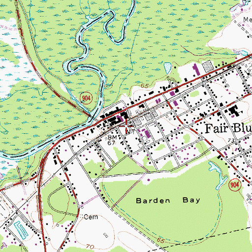 Topographic Map of Fair Bluff Fire Department, NC