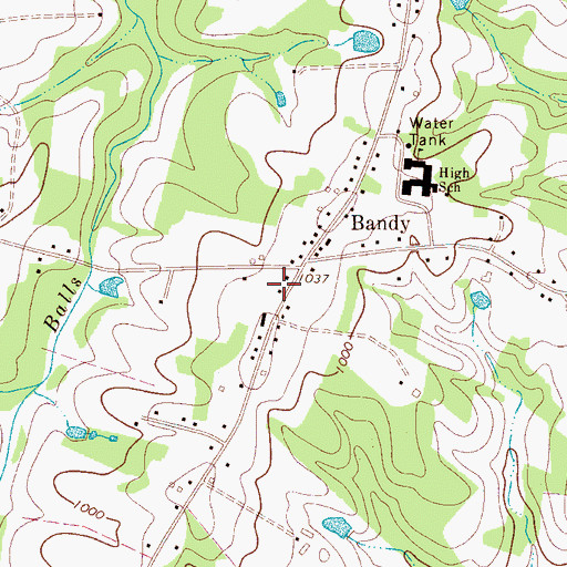 Topographic Map of Bandy's Crossroads Volunteer Fire Department Station 9 Base 1, NC