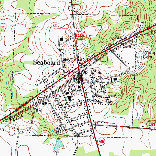 Topographic Map of Seaboard Fire Department, NC