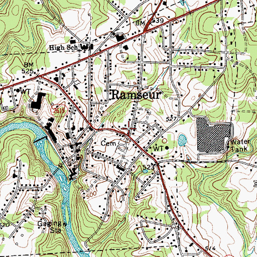 Topographic Map of Ramseur Volunteer Fire Department, NC