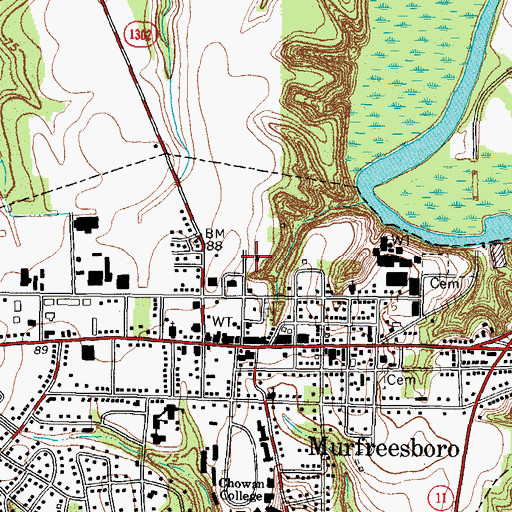 Topographic Map of Murfreesboro Fire Department, NC