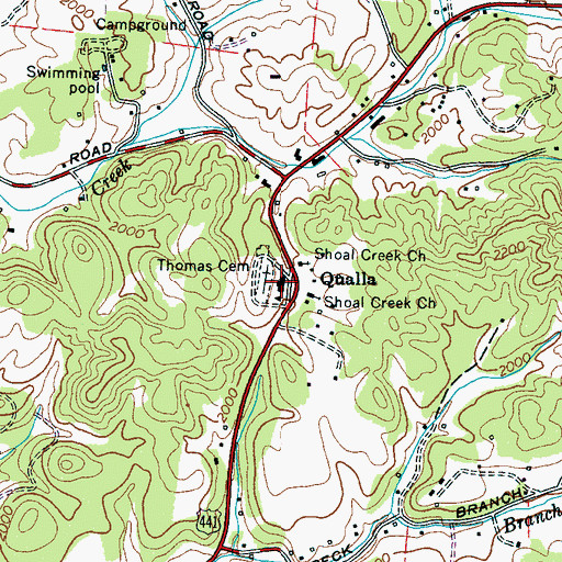Topographic Map of Qualla Volunteer Fire Department Station 1, NC