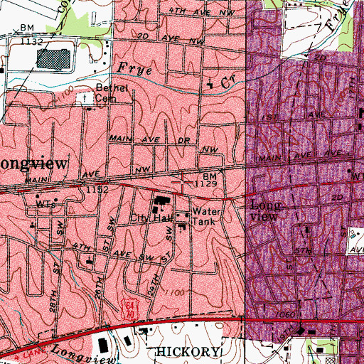 Topographic Map of Long View Fire Department, NC