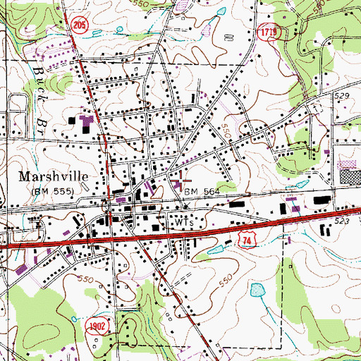 Topographic Map of Beaver Lane Volunteer Rescue and Fire Department Station 8, NC
