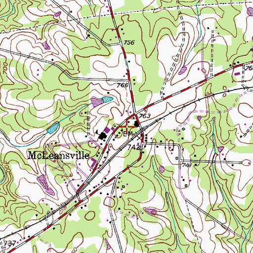 Topographic Map of Guilford County Fire Station 47, NC