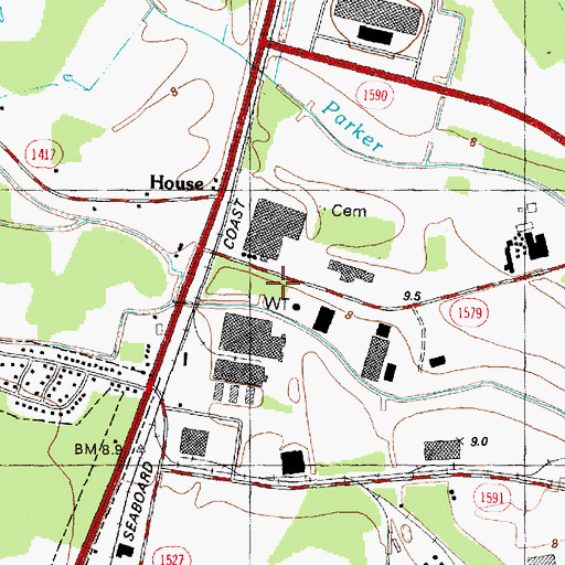 Topographic Map of Greenville Fire and Rescue Station 4, NC