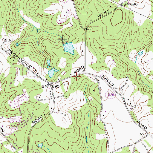 Topographic Map of Carolina Volunteer Fire Department Station 1, NC
