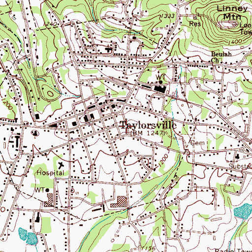 Topographic Map of Central Alexander Fire Department, NC