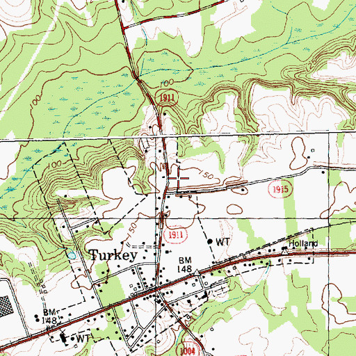 Topographic Map of Turkey Volunteer Fire Department, NC