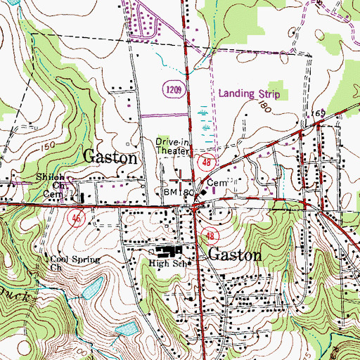 Topographic Map of Gaston Fire Department, NC