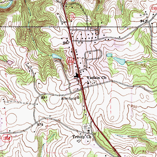 Topographic Map of Trinity Volunteer Fire Department, NC