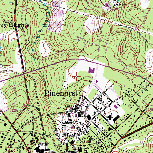 Topographic Map of Pinehurst Fire Department Station 1 Headquarters, NC