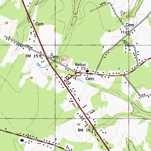 Topographic Map of Rhodestown Volunteer Fire Department, NC