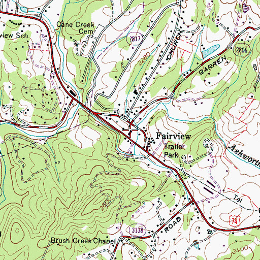 Topographic Map of Fairview Volunteer Fire Department Main Station, NC