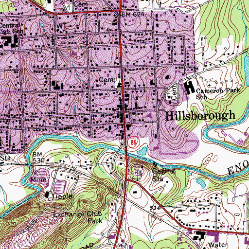 Topographic Map of Orange Rural Fire Department Station 1, NC