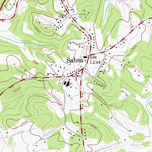 Topographic Map of Salem Fire and Rescue Station 1, NC