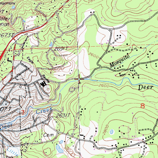 Topographic Map of Mosquito Creek, CA